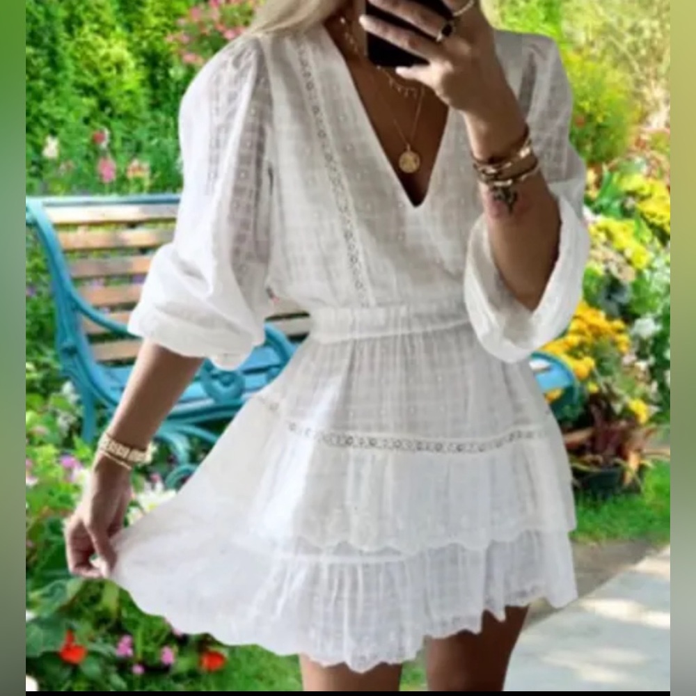 Zara embroidered eyelet dress . NWT size Large